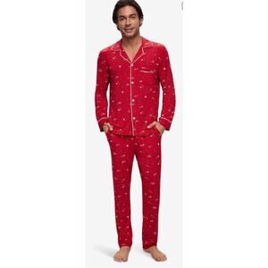Eberjey William Printed Men's Pijama Set Winter Wonderland Haute Red/IV Sz M
